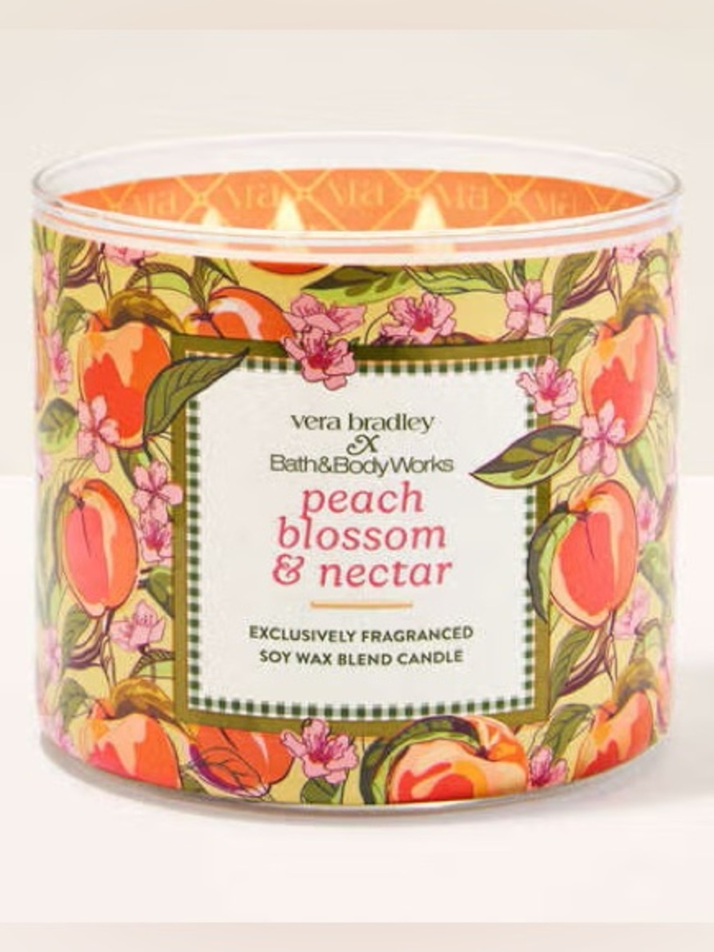 Vera Bradley Peach Blossom & Nectar Candle - Pink, Peach, Green, Yellow
